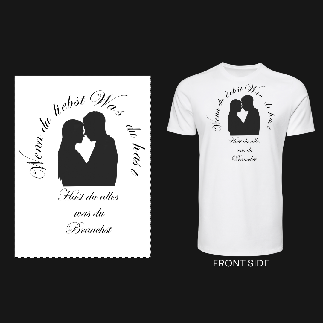 Liebes- T-Shirt / Schattenpaare mit Zitat